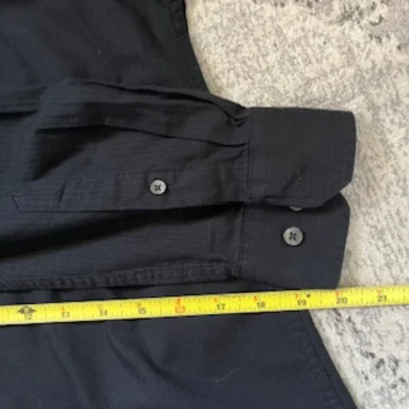 🧡3/15 Van Heusen Black Cotton Blend Button Down Shirt Men's S/P 14-141/2 - Picture 9 of 10